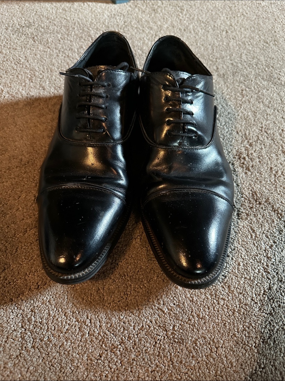 Stacy Adams Black Cap-Toe Derby Dress Shoes